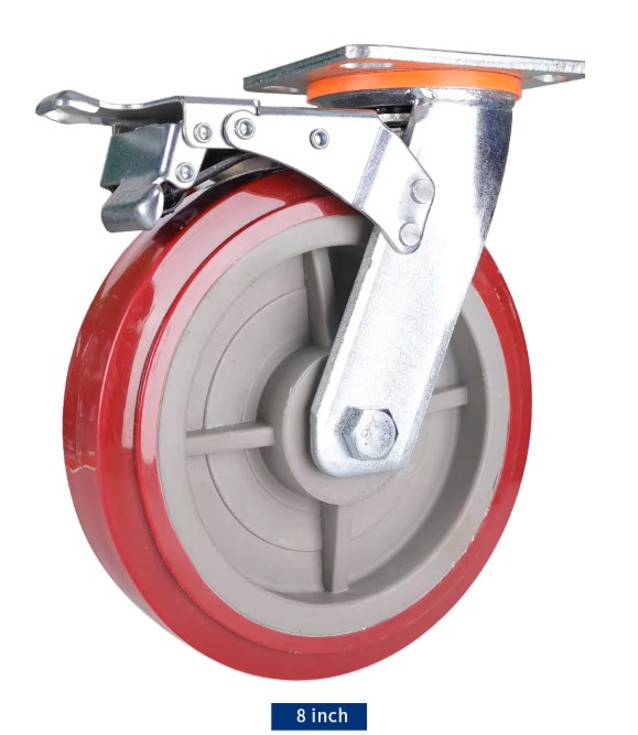 Heavy Duty Swivel And Brakes Casters Heavy Duty Industrial Casters - Swivel And Brakes Type with 4/5/6/8 Inch Solid PU Wheels
