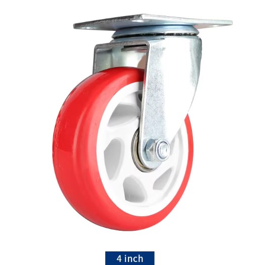 Medium Duty Industrial Casters Medium-Duty Swivel Casters with 3/4/5 Inch Red PVC Wheels for Industrial And Commercial Use