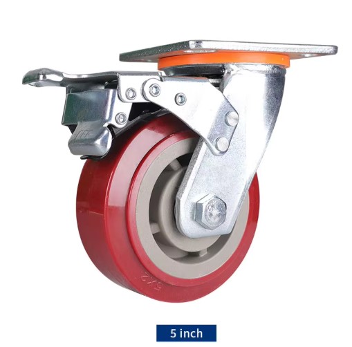 Heavy Duty Swivel And Brakes Casters Heavy Duty Industrial Casters - Swivel And Brakes Type with 4/5/6/8 Inch Solid PU Wheels