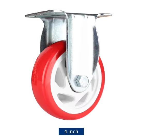 Red PVC Caster Wheels Heavy-Duty Swivel and Rigid Casters with 3/4/5 Inch Red PVC Wheels for Industrial and Commercial Use
