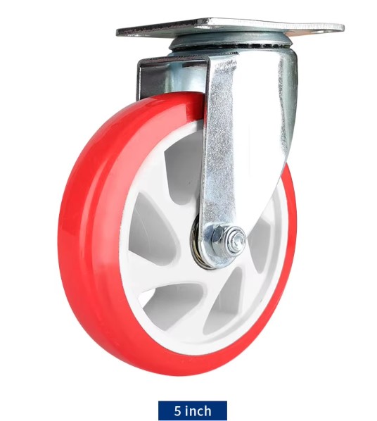 Medium Duty Industrial Casters Medium-Duty Swivel Casters with 3/4/5 Inch Red PVC Wheels for Industrial And Commercial Use