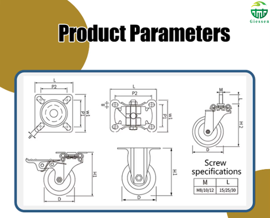 Industrial Caster Wheels Hot Selling Industrial Heavy Duty PP Caster Wheels with 360° Swivel and Brake, Low Noise Polypropylene Caster