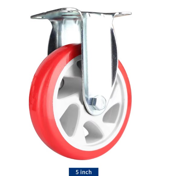 Red PVC Caster Wheels Heavy-Duty Swivel and Rigid Casters with 3/4/5 Inch Red PVC Wheels for Industrial and Commercial Use