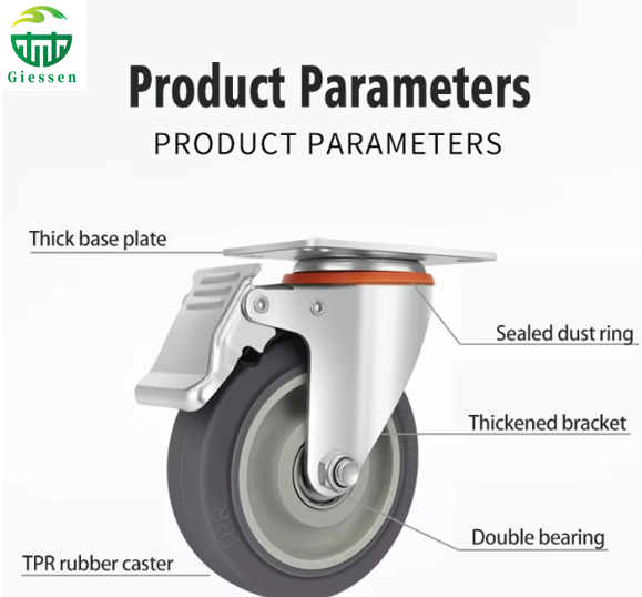 Wholesale High Capacity Casters Heavy-Duty Industrial Casters - High Capacity 4, 5, 6, 8 Inch Swivel Wheels with Brake