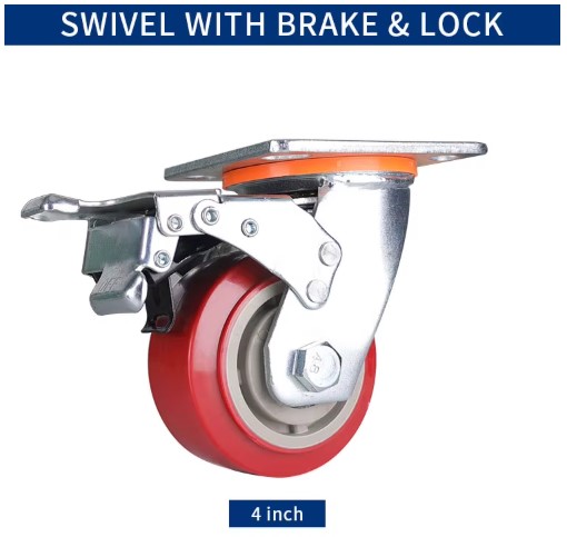 Heavy Duty Swivel And Brakes Casters Heavy Duty Industrial Casters - Swivel And Brakes Type with 4/5/6/8 Inch Solid PU Wheels