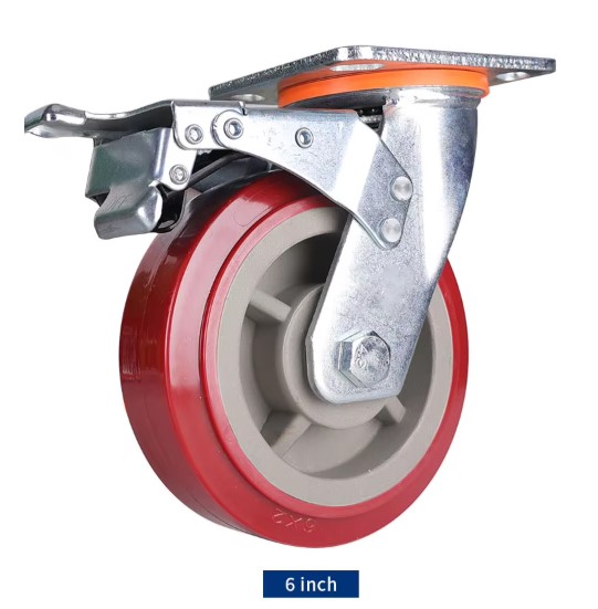 Heavy Duty Swivel And Brakes Casters Heavy Duty Industrial Casters - Swivel And Brakes Type with 4/5/6/8 Inch Solid PU Wheels