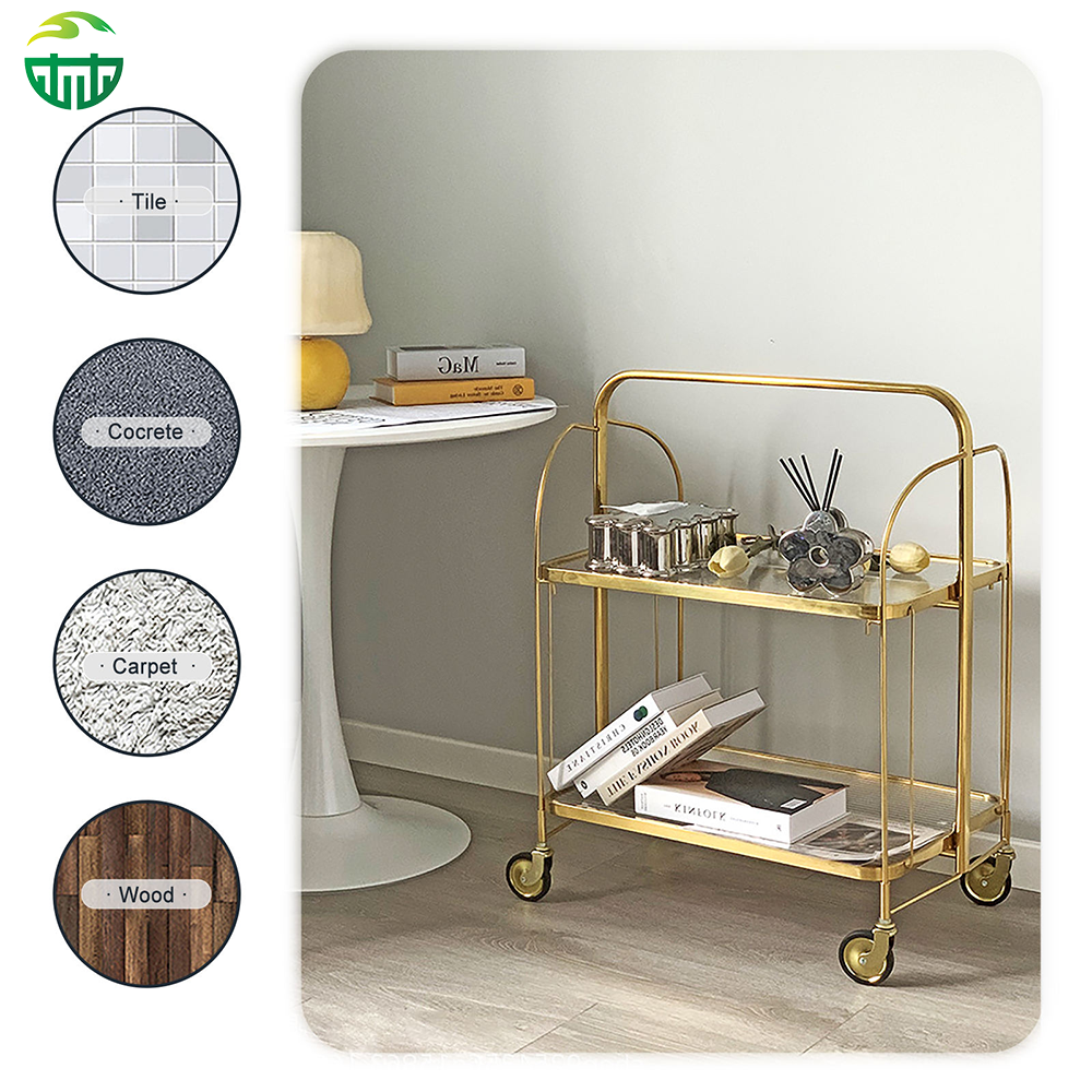 Golden Threaded Stem Rubber Caster Wheel for Dining Carts, Hotels and Restaurant Trolleys