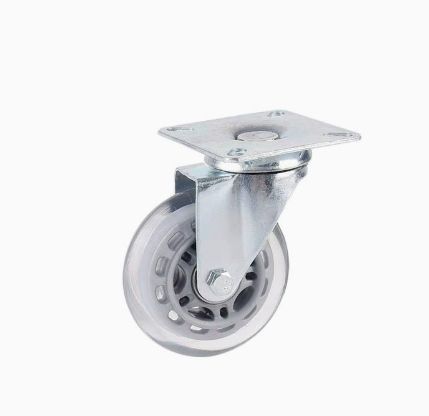 3-inch Transparent PU Office Chair Caster Wheels - Universal Plate Mount Furniture Casters