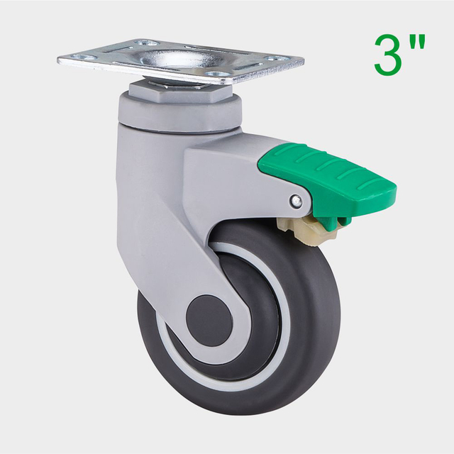 Wholesale 3 Inch Green TPR Medical Swivel Caster Wheel for Medical Trolleys Supplier
