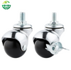 OEM Office Chair Caster Wheels - Black Ball Swivel PU Wheels with Screw Brake Supplier