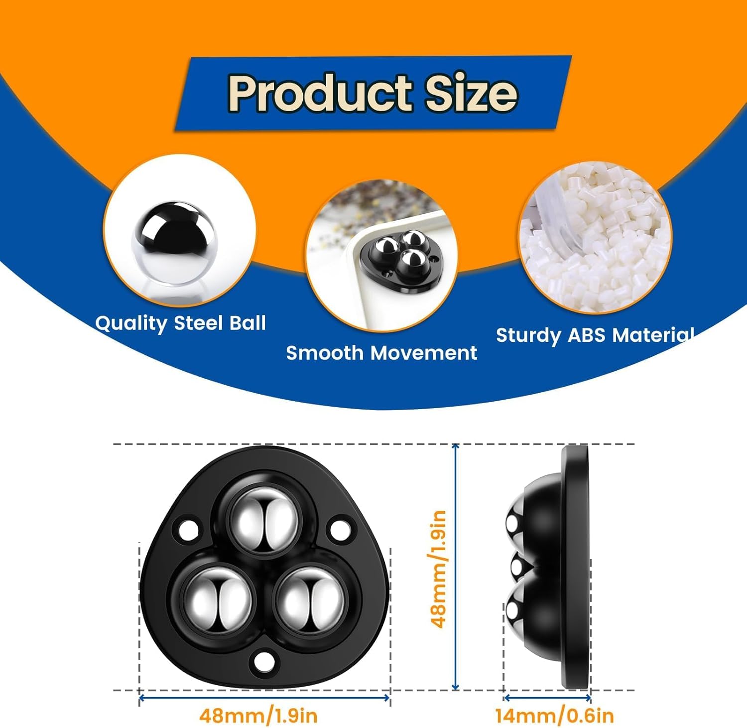 ODM Mini Black Self-Adhesive Swivel Caster Wheels for Small Household Appliances