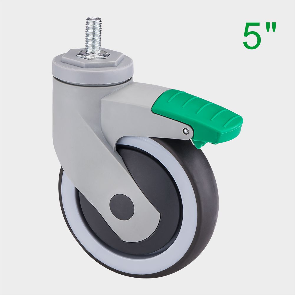 ‌ ‌New all-plastic medical nylon plus TPR multi-size caster 3/4/5 inch optional high load bearing, silent, wear-resistant, non-slip, shock-proof belt brake, suitable for medical beauty equipment
