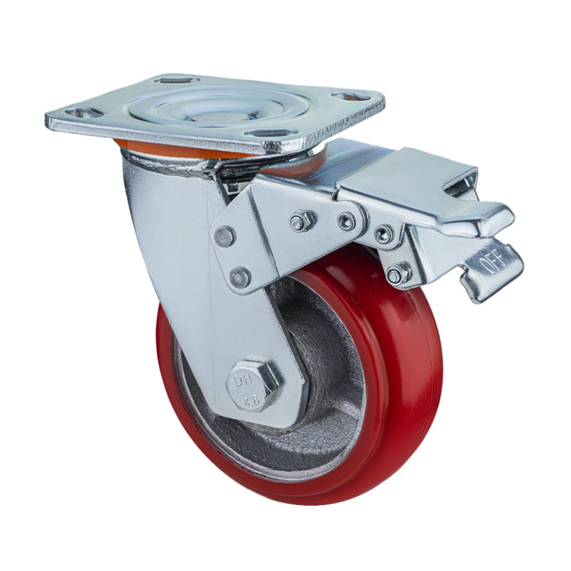Swivel cast iron rubber industrial caster 4-inch/5-inch/6-inch/8-inch ‌Heavy-duty cast iron core TPU casters TPU-coated cast iron industrial casters‌