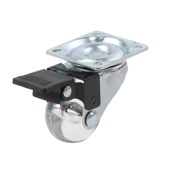 1.5-inch, 2-inch, 3-inch screw rod base plate quick-release pin rod crystal transparent universal casters TPU material silent universal casters with brake furnitureTransparent casters for office desks
