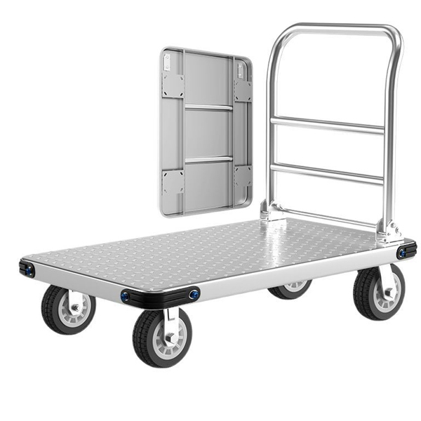 Steel plate trolleys, silent trolleys, flatbed trolleys, household folding small trailers, warehouse handling trolleys, heavy A trolleys Metal plate cart
