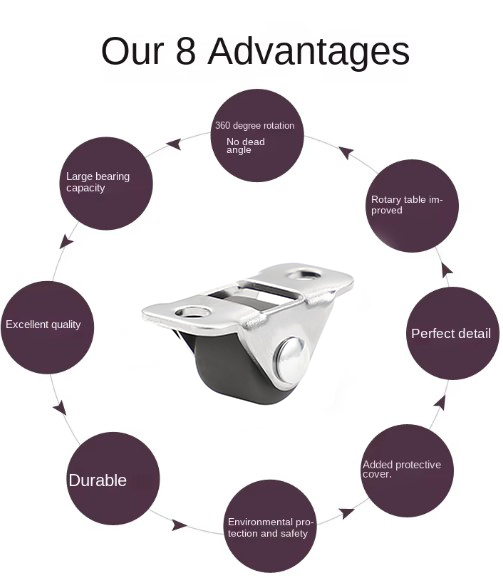 0.5-Inch Directional Furniture Casters for Drawers, Trays, Trash Cans, Storage Boxes, and Laundry Baskets