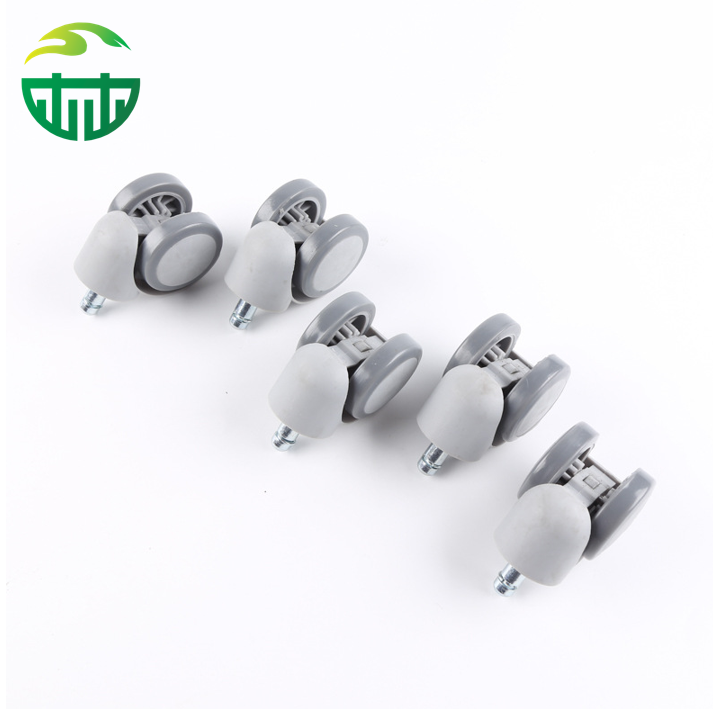 Durable Twin-Wheel Plastic Chair Casters Swivel Threaded Stem for Office Chair Casters