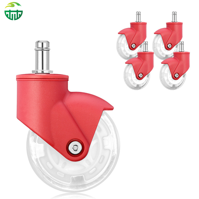 Transparent PU Office Chair Casters Silent Rolling RGB Light for Desk, Living Room, Dining, Gym