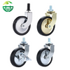 Golden Threaded Stem Rubber Caster Wheel for Dining Carts, Hotels and Restaurant Trolleys