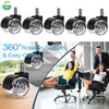 2-Inch Swivel Twin-Wheel Chair Caster Wheel, Transparent White PU for Bathroom