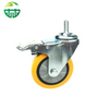 Heavy Duty PU Industrial Caster Wheels with Threaded Stem Side Swivel Brakes for Trolley Cart