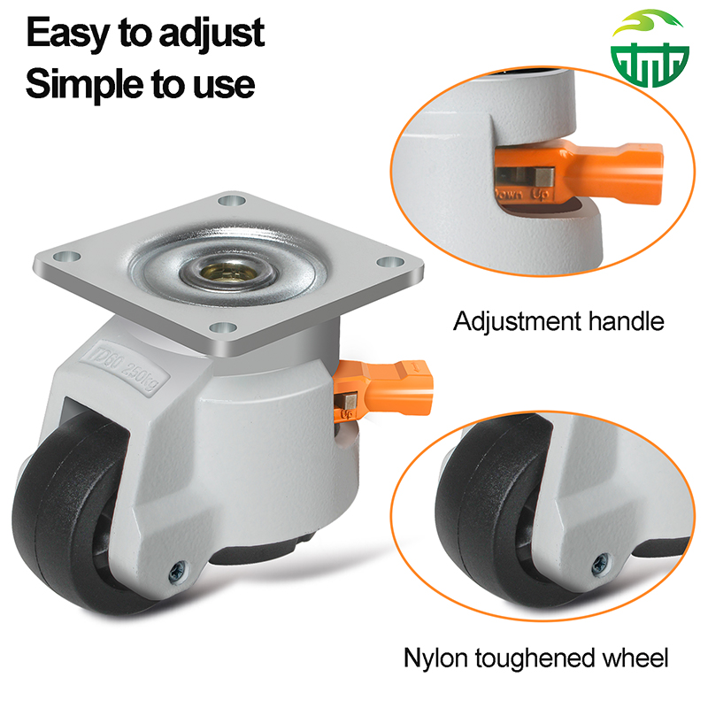 Heavy Duty Universal Fuma Caster Wheel, Steel & Iron, Rubber Swivel, Adjustable Handle, Linkage