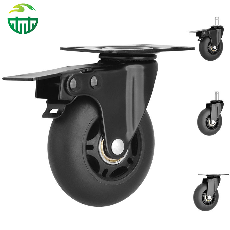 Hot Sale Furniture Caster Wheels 3 Inch TPR Anti-Static ODM Caster Rubber Swivel Brake Office Chair Caster Wheels with Brake