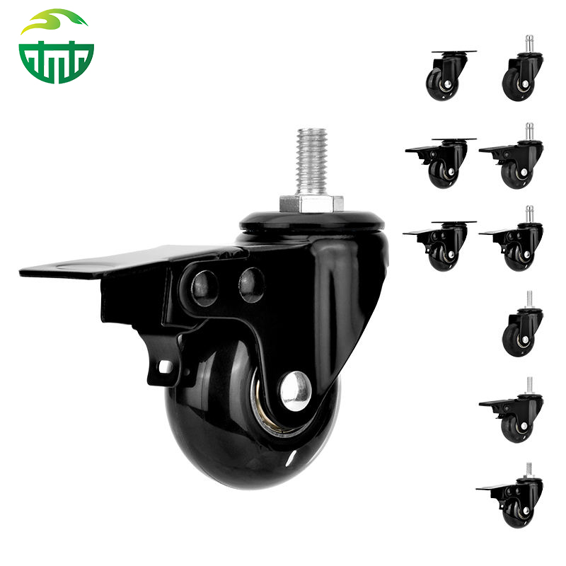 2-Inch PU Swivel Caster Wheels with Brake, Heavy Duty Furniture Casters for Office Chair & Industrial Use