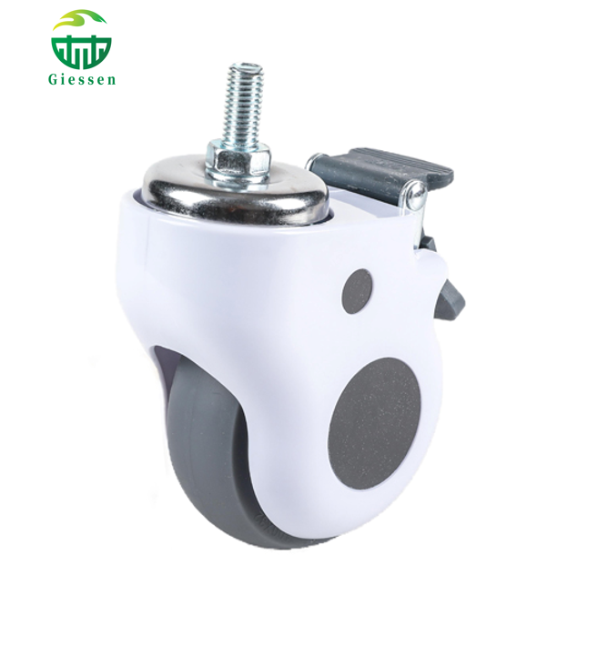 Gray Threaded Stem Wheels Medical Caster 4inch for Hospital Medical Castors Wheels Screw Brake 