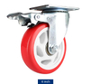 Medium-Duty Swivel Casters with Total Lock Brake and 3/4/5 Inch Red PVC Wheels