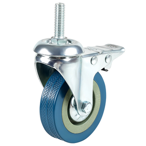 3 Inch Gray Rubber PVC Industrial Castors Wheel for Dining Car Furniture Fittings Threaded Stem Rotating Wheel Caster for Dining Car