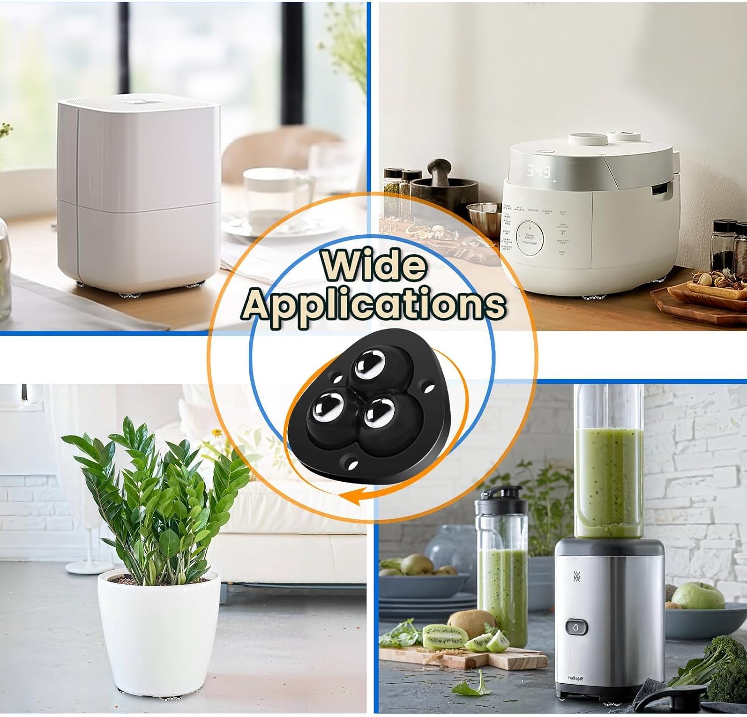 ODM Mini Black Self-Adhesive Swivel Caster Wheels for Small Household Appliances