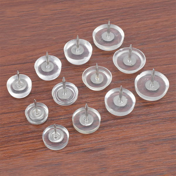 Round silicone nails, plastic transparent furniture foot nails, foot pads, table chairs, stools, anti-slip and silent floor foot nails, foot nail wholesaler