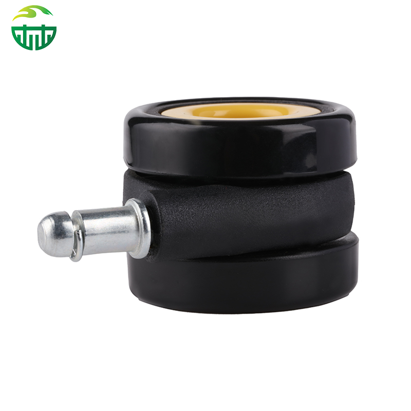 Lockable Yellow Furniture Wheel with Stem, Universal Swivel Wheel for Office Chairs