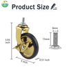 3 Inch Gold Threaded Stem Rubber Wheel for Dining, Hotel Restaurant Trolleys