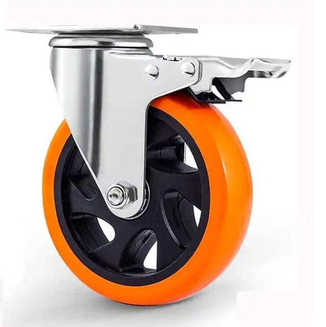 PVC Black Swivel Caster Wheels Silent Industrial Trolley Castors 4/5/6/8 Inch