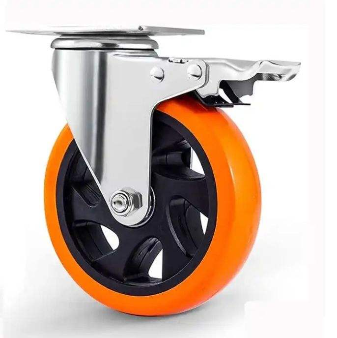 PVC Black Swivel Caster Wheels Silent Industrial Trolley Castors 4/5/6/8 Inch