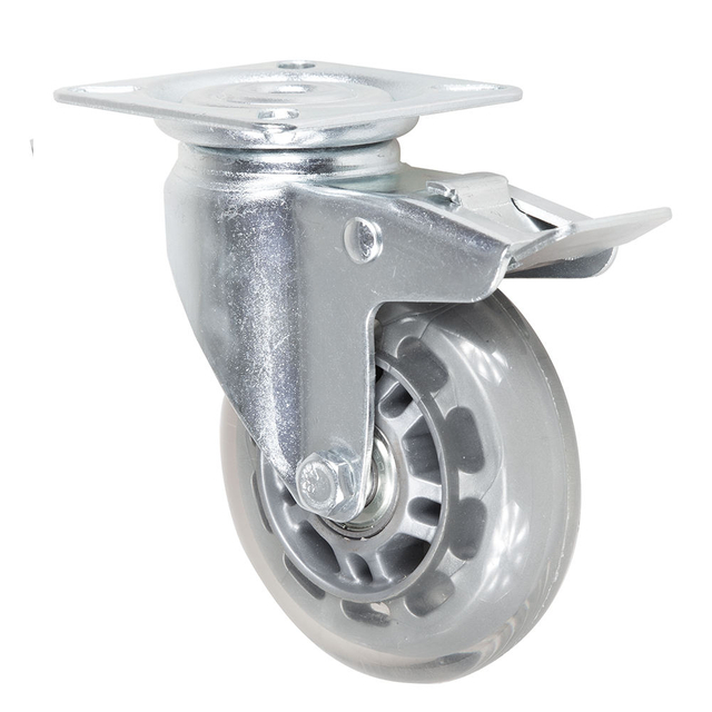 3-inch Transparent PU Office Chair Caster Wheels - Universal Plate Mount Furniture Casters