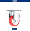 Heavy-Duty Swivel and Rigid Casters with 3/4/5 Inch Red PVC Wheels for Industrial and Commercial Use