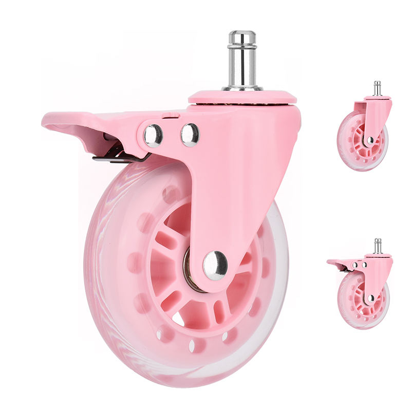 OEM 3inch PU Wheels with Plated Bracket for Office And Game Chairs Supplier