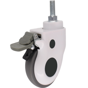 Gray Threaded Stem Wheels Medical Caster 4inch for Hospital Medical Castors Wheels Screw Brake 