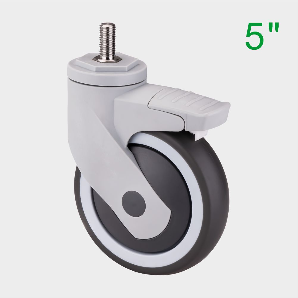 ODM 5 Inch Threaded Stem Swivel Medical Caster Wheel for Hospital Nursing Beds Supplier