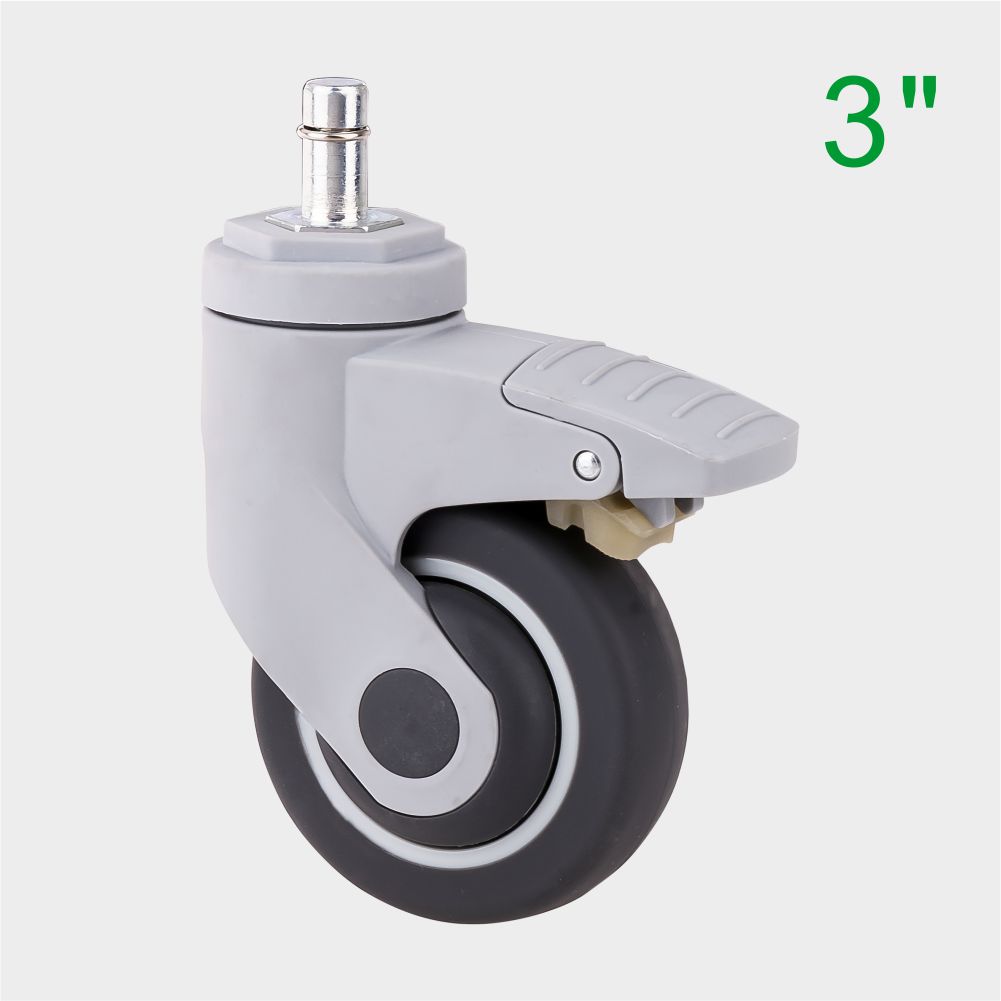 ODM 3 Inch Threaded Rod Soft TPR Medical Caster Wheel for Hospital Beds Supplier