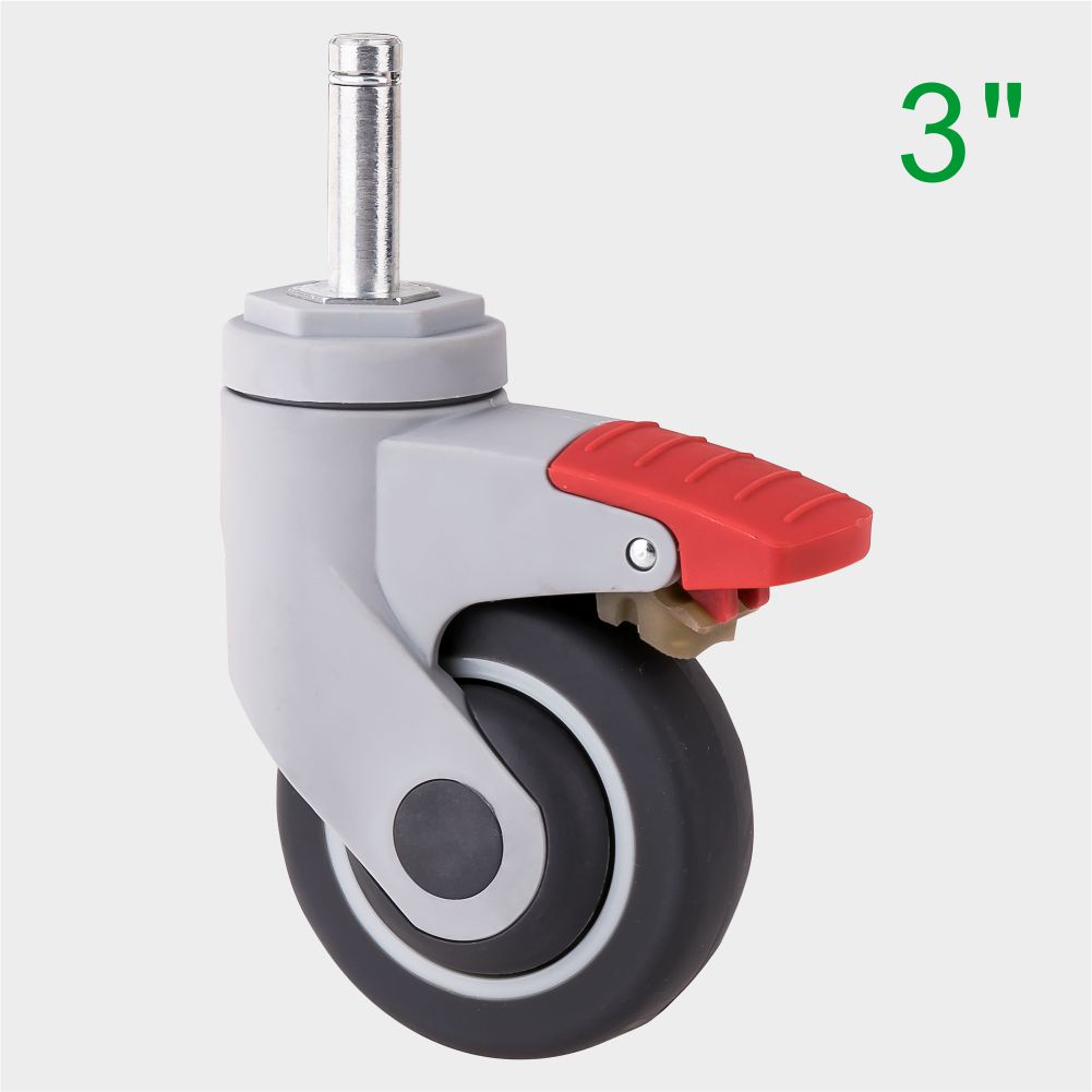 ODM 3 Inch Red TPR Medical Swivel Caster Wheel for Medical Trolleys Supplier