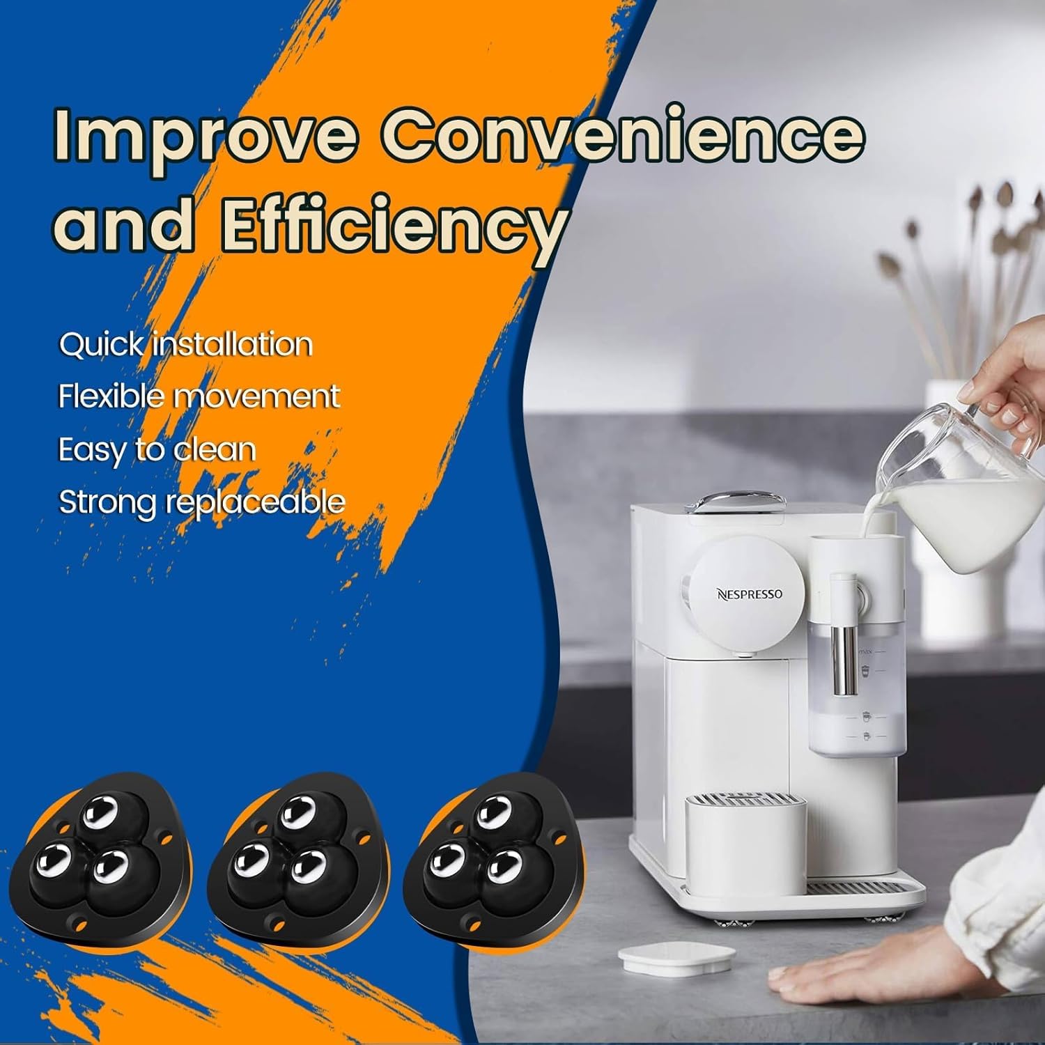 ODM Mini Black Self-Adhesive Swivel Caster Wheels for Small Household Appliances