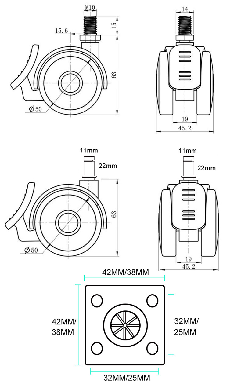 2/2.5 Inch Silent Medical Caster - Smooth Noise-Free Mobility for Medical Equipment High-Quality Silent Medical Caster - Durable Quiet for Hospital Use Silent Medical Caster Wheel - Reliable,