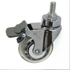 Chromium threaded brake medical casters, 3-inch hospital medical casters, industrial PU transparent wheels, silent and wear-resistant casters