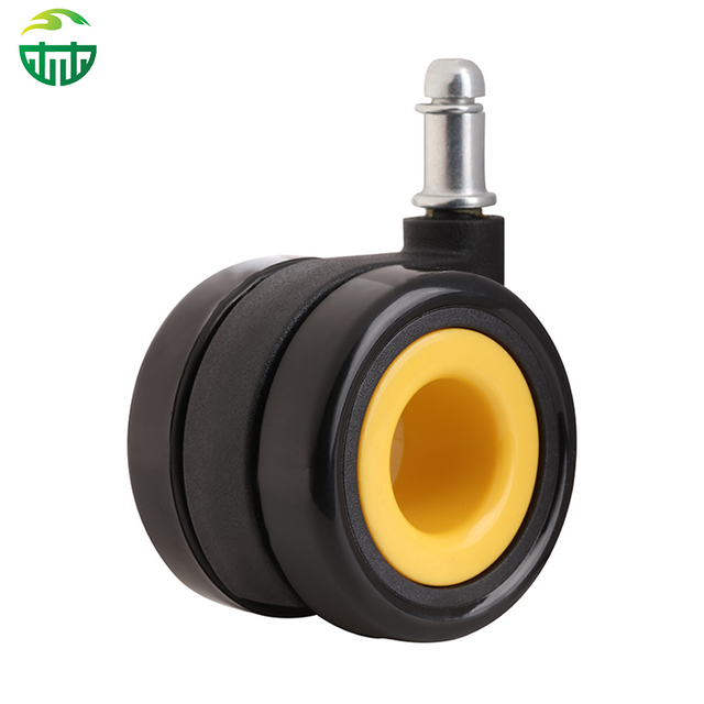 Lockable Yellow Furniture Wheel with Stem, Universal Swivel Wheel for Office Chairs
