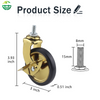 Golden Threaded Stem Rubber Caster Wheel for Dining Carts, Hotels and Restaurant Trolleys