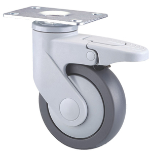 4 Inch Industry Trolley Furniture TPR Soft Grey Rubber Plate Swivel Caster Wheels